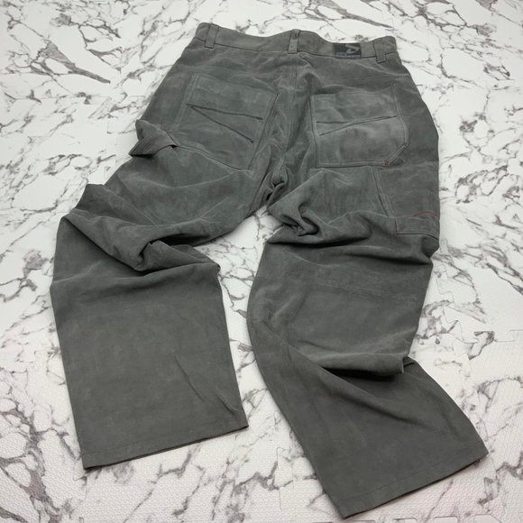 Men’s Davoucci Grey Tiny Corduroy Genuine Suede Leather Pants - Picture 2 of 10